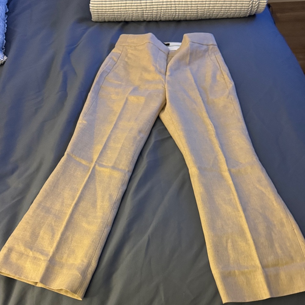 J. Crew Tan Linen Ankle Cropped Pants
